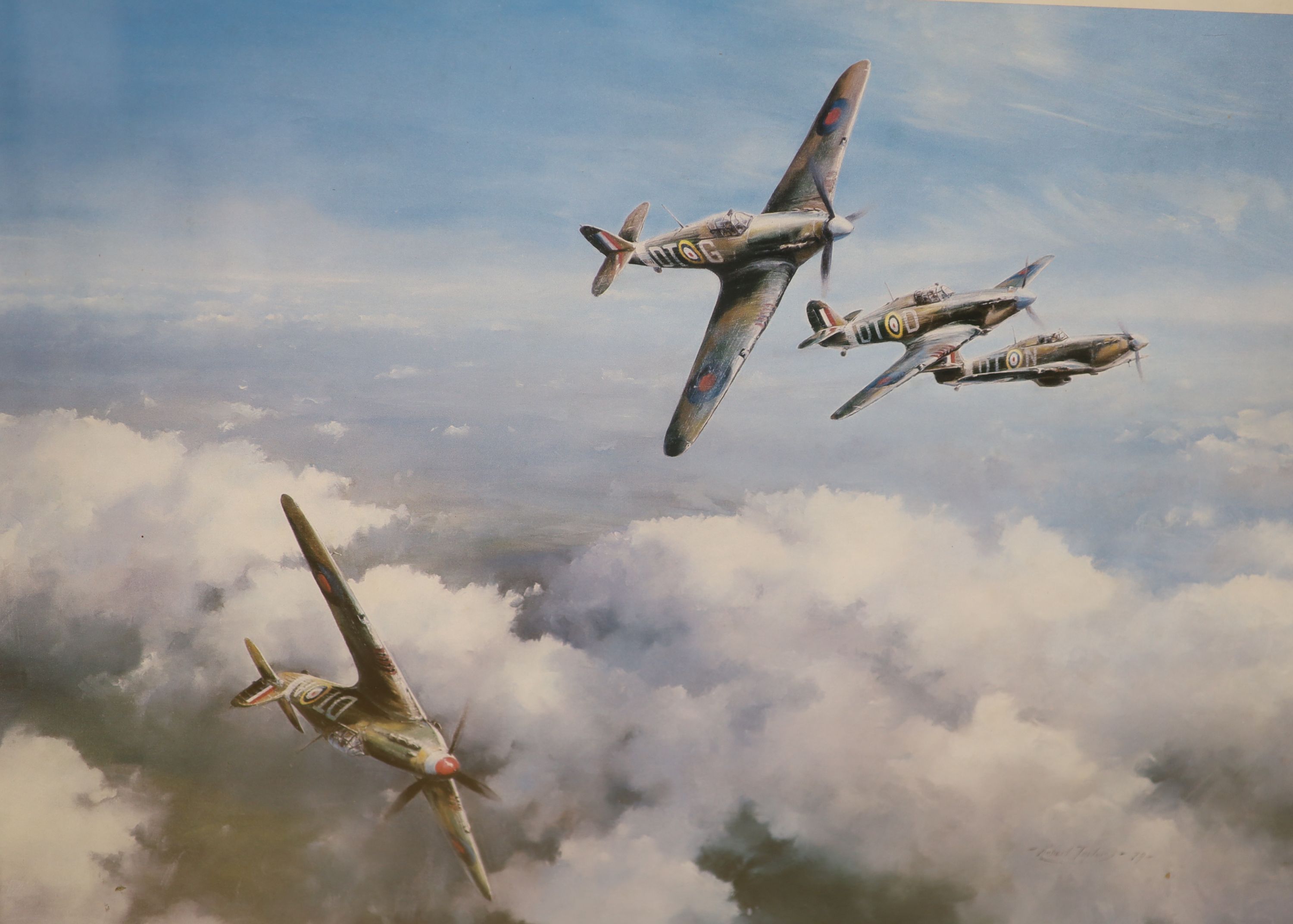 Robert Taylor, two limited edition prints, Hurricane and The Dambusters, 38 x 50cm and four other prints